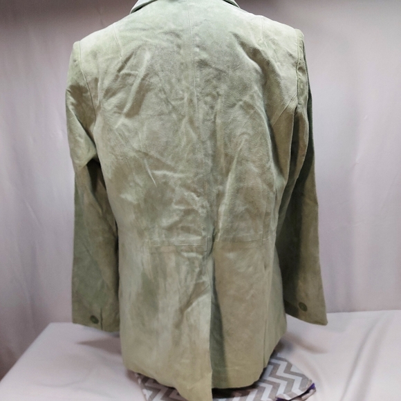 * Blazer womens large 100% leather with silky liner lapel collar pockets - Picture 6 of 11